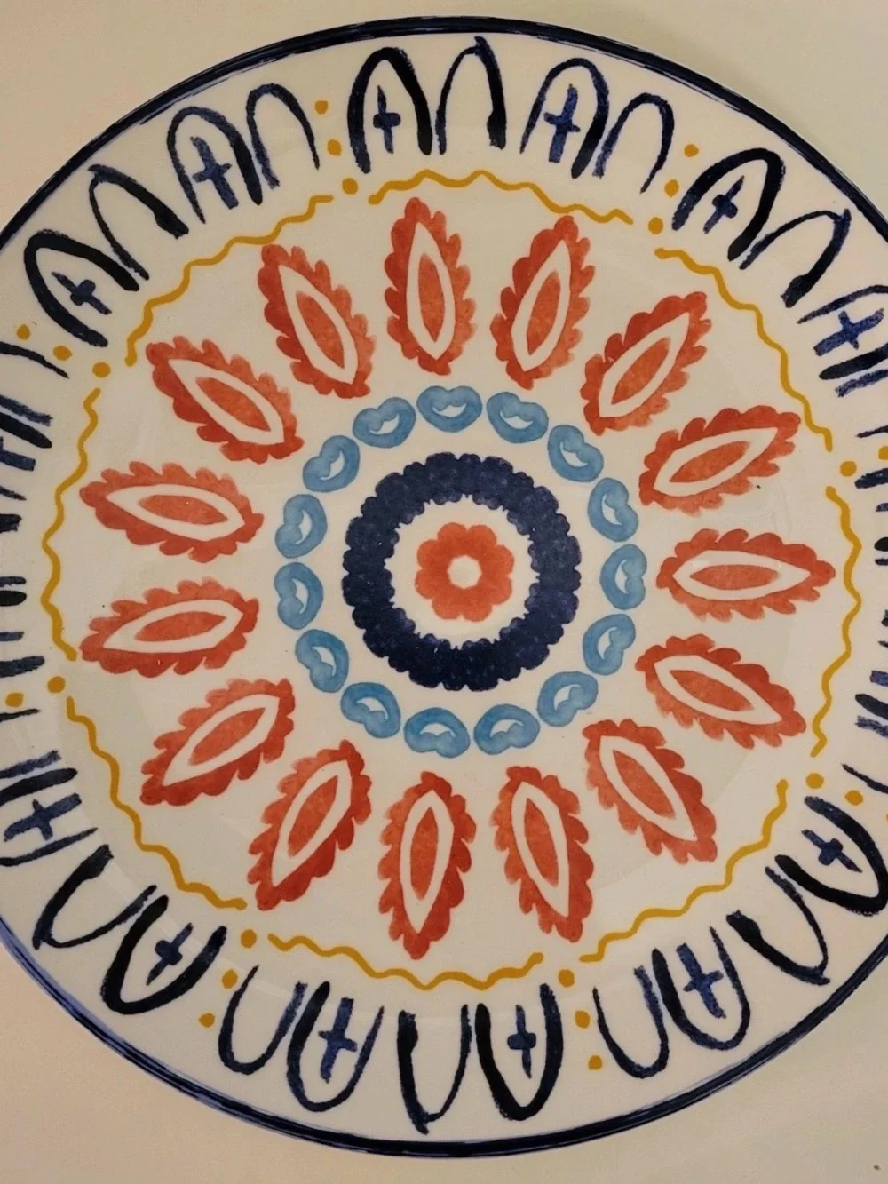 Hobby Lobby 4pk Medallion Dinner & Salad Plates Azteca Blue Red Spanish Tile